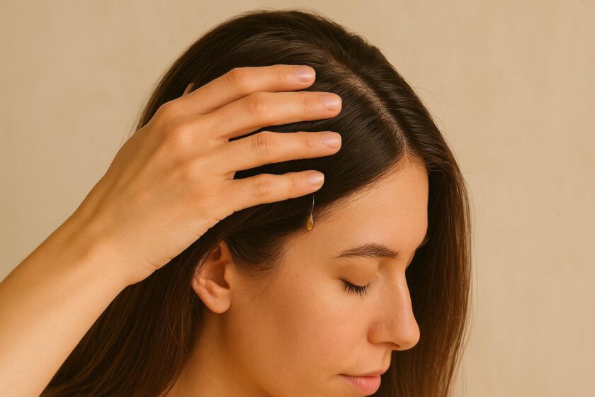 Applicazione dell’olio di rosmarino sul cuoio capelluto per favorire la crescita