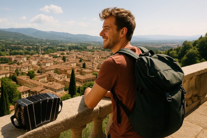 Viaggiatore single che si gode il panorama durante il ponte del 2 giugno