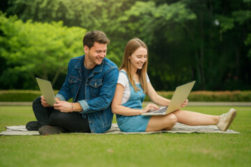giovani seduti sul prato al parco